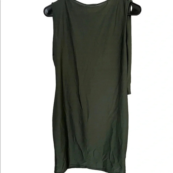 Missguided Green Slinky Gathered Wrap Bodycon Dress 10 - Picture 2 of 3